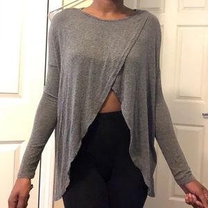 Grey open-front long sleeve